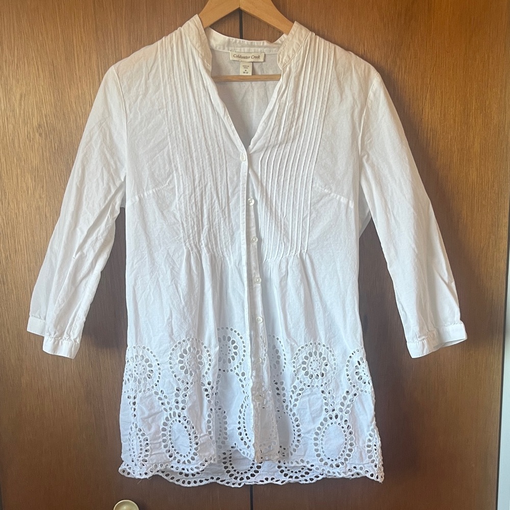 Coldwater Creek White Eyelet Tunic